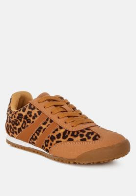 Panther Leopard Print Microfiber Sneakers Women - Brown | Macy's