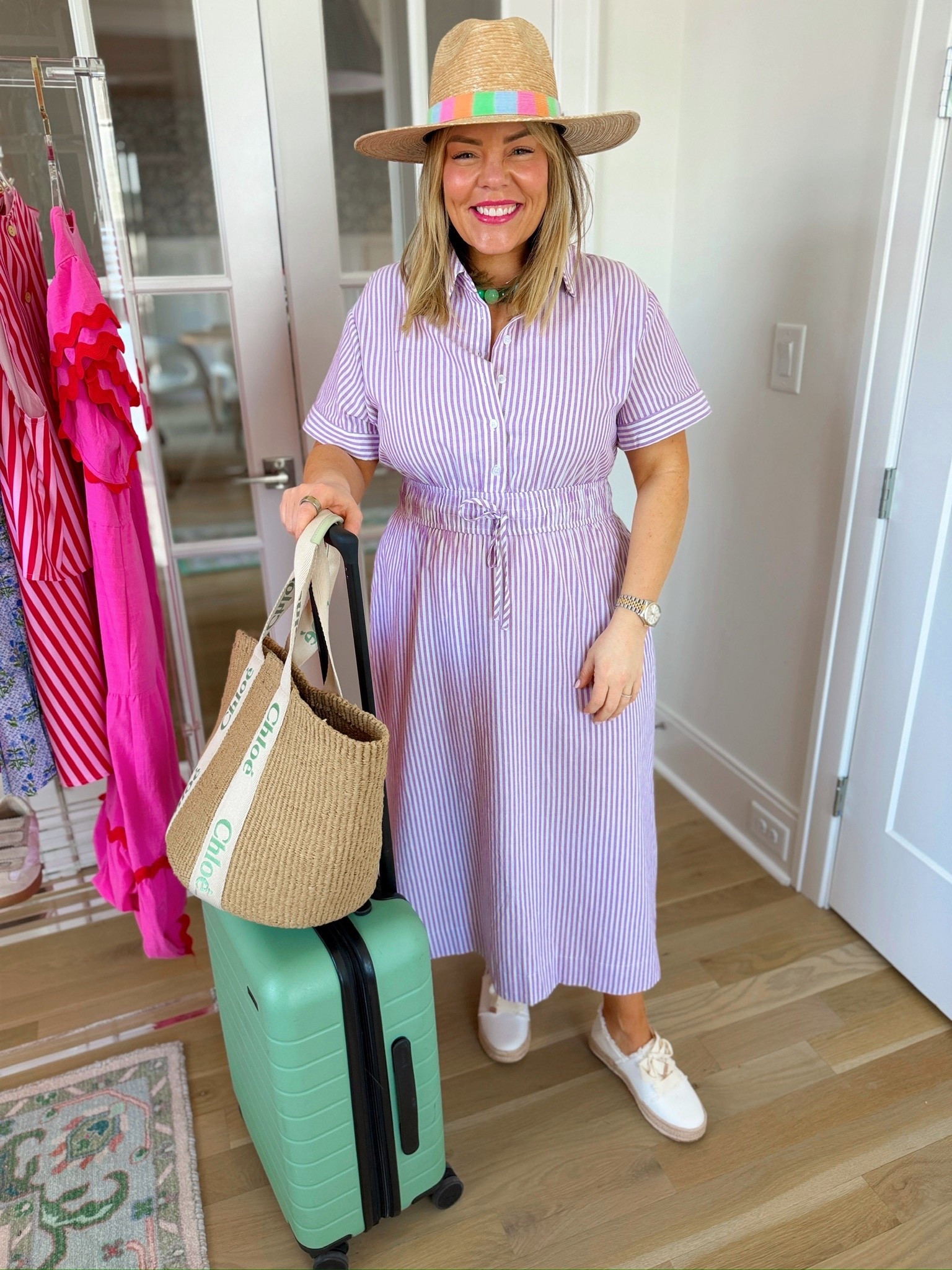 striped dress, summer dress, travel outfit, spring fashion, summer fashion, trendy outfit, ootd, carry-on luggage

#LTKootd #LTKSeasonal #LTKTravel