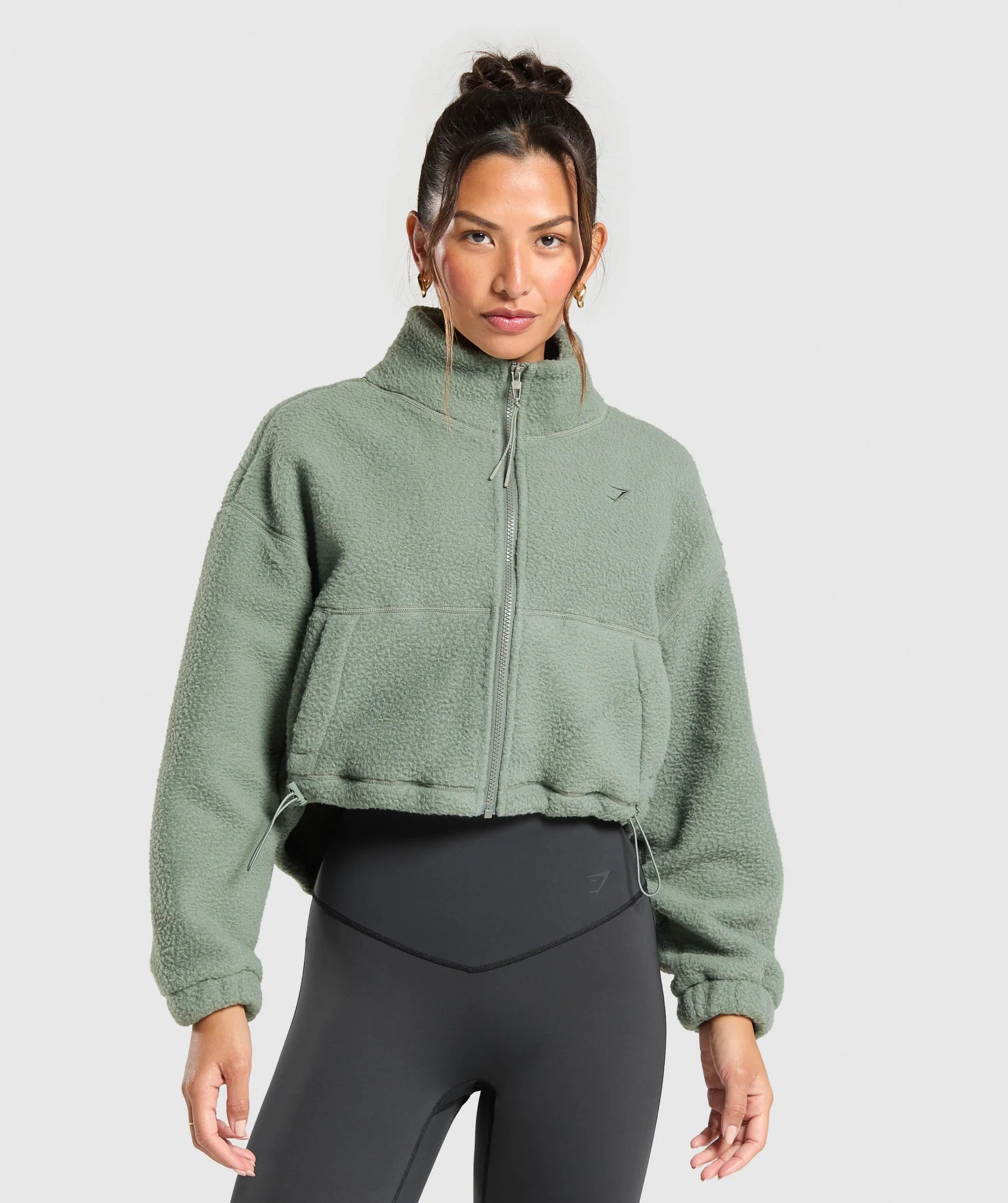 Gymshark Elevate Fleece Mid Jacket - Unit Green | Gymshark US