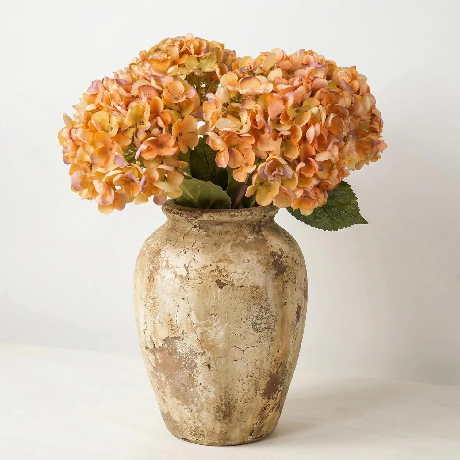 Artificial Dried Look Hydrangea Flowers Fall Floral Decor (4 Pcs, Orange) | Amazon (US)