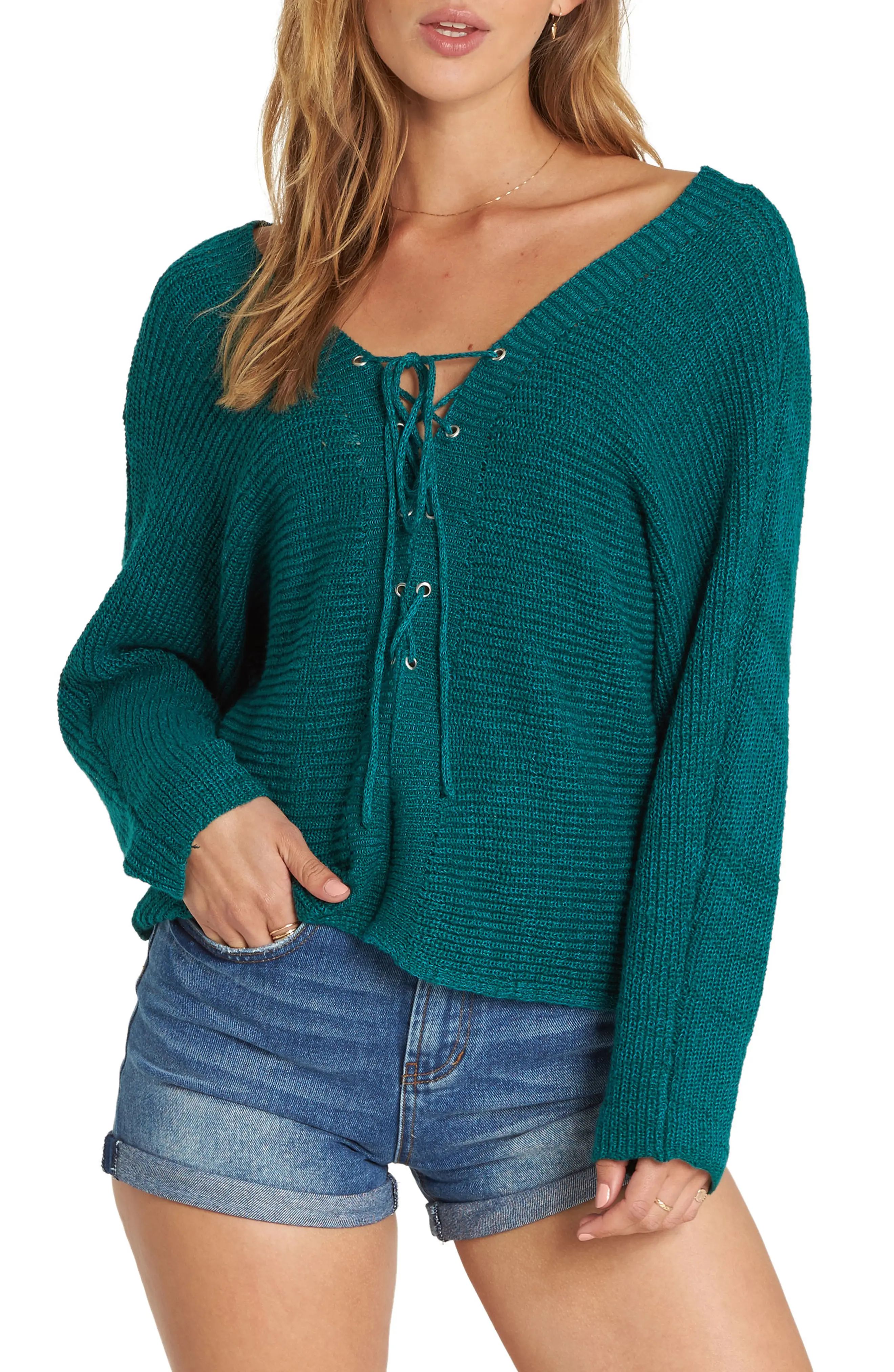 Billabong Lace-Up Sweater | Nordstrom