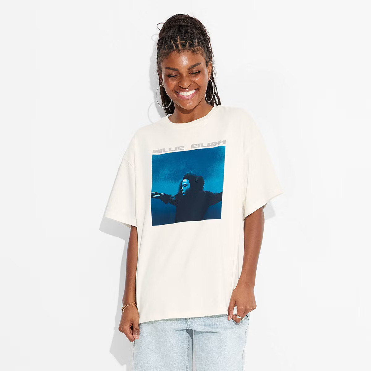 Women's Target Exclusive Billie Eilish Oversized Short Sleeve Graphic T-Shirt - White M | Target