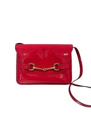 GUCCI pink Cherry  Patent Leather Horsebit Medium Shoulder Bag | eBay US