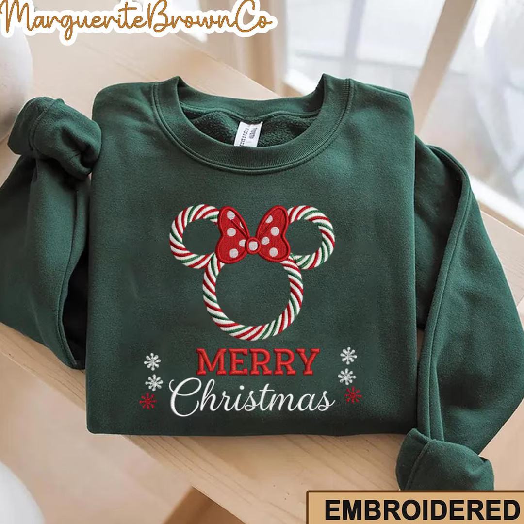 Embroidered Minnie Christmas Sweatshirt, Minnie Mouse Christmas Sweater, Magical Land Holiday , C... | Etsy (US)