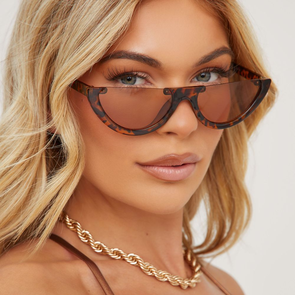 Frameless Top Sunglasses In Leopard | EGO (UK)