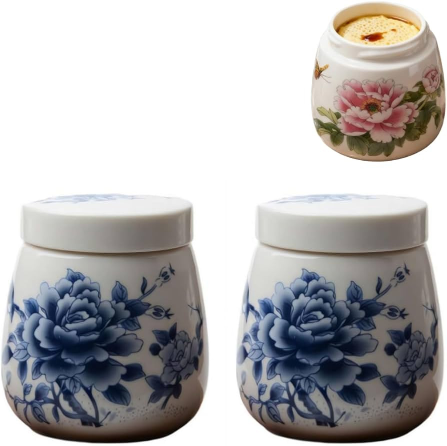 2Pack Coddled Egg Cups,Egg Coddlers Sets with Lids,Vintage Style Ceramic Soft Boiled Eggs Cooker,... | Amazon (US)