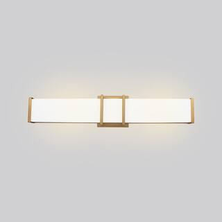 Tomero 23.74 in. W x 4.74 in. H Brushed Gold Integrated LED Bathroom Vanity Light Bar with White ... | The Home Depot