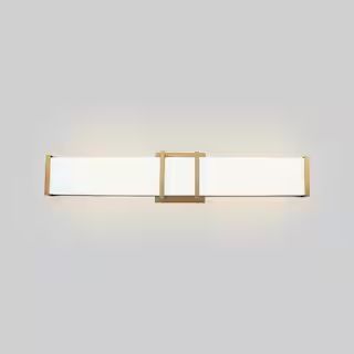Tomero 23.74 in. W x 4.74 in. H Brushed Gold Integrated LED Bathroom Vanity Light Bar with White ... | The Home Depot