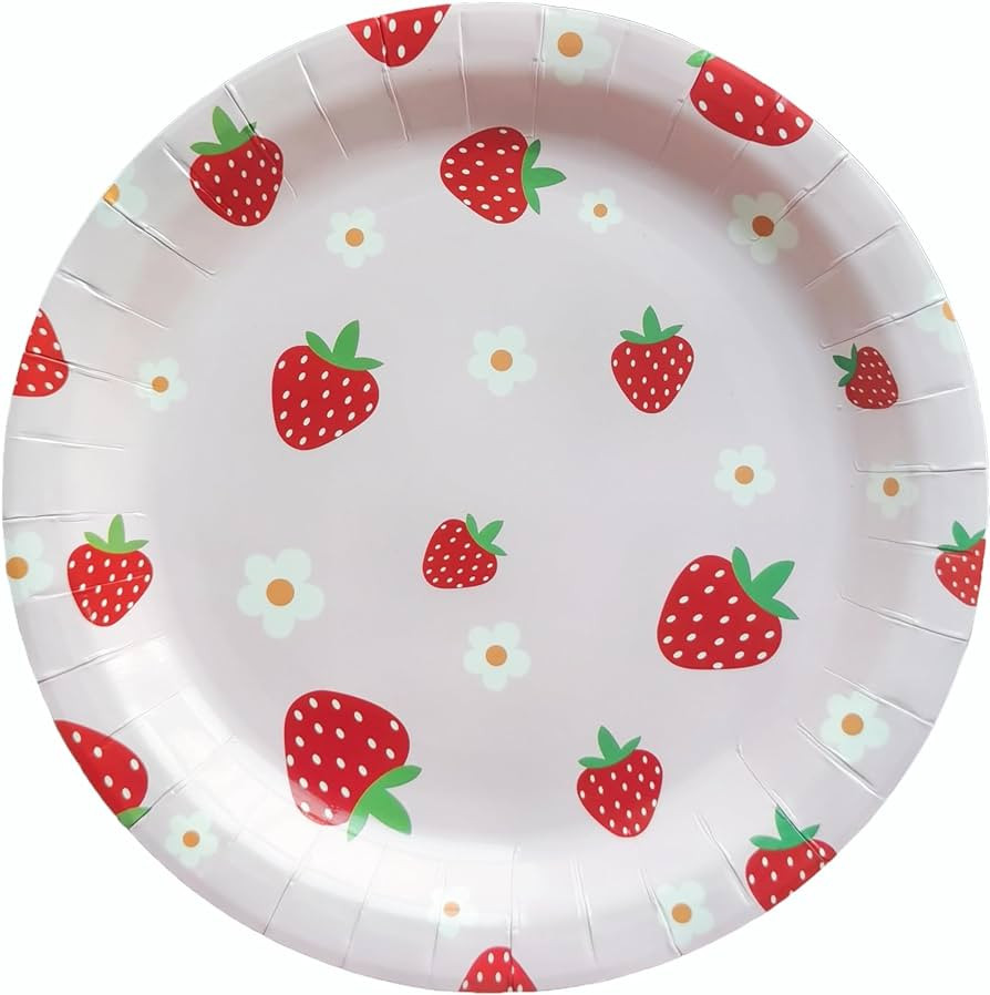 40 Pcs 9 Inch Strawberry Plates,Strawberry Paper Plates Party Plates for Strawberry Birthday Part... | Amazon (US)