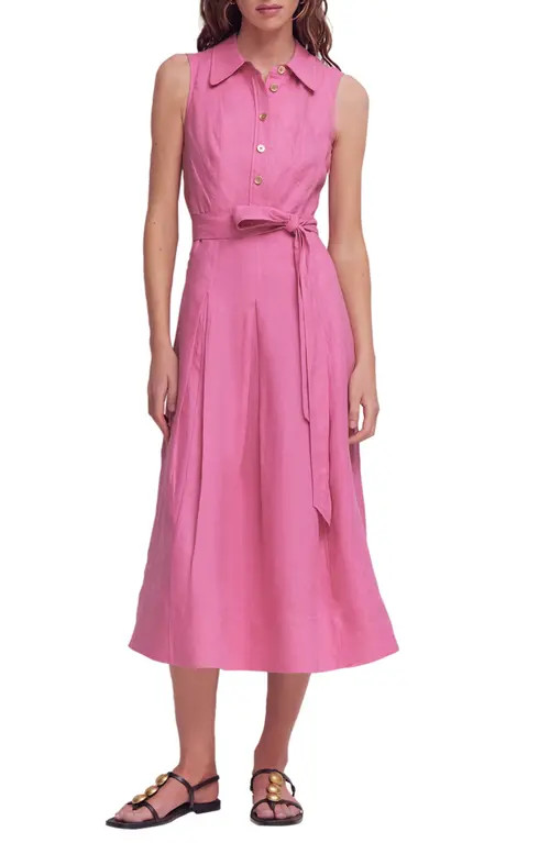 Boden Belinda Linen Shirt Dress in Pink at Nordstrom, Size 14 | Nordstrom
