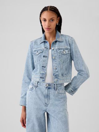 Cropped Studded Icon Denim Jacket | Gap (US)