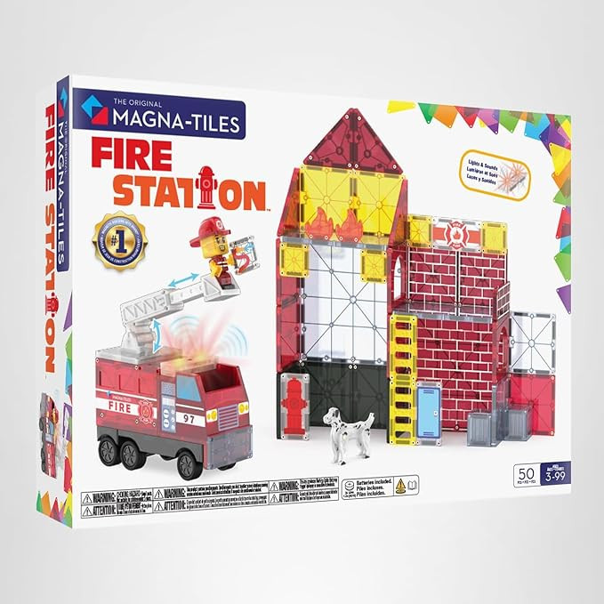 MAGNA-TILES Fire Station 50-Piece Magnetic Construction Set, The Original Magnetic Building Brand | Amazon (US)