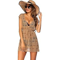 HOTOUCH Women's Swimsuit Beach Cover Up Lace Bikini Beachwear Sheer Bathing Suit Coverups | Amazon (US)