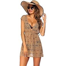 HOTOUCH Women's Swimsuit Beach Cover Up Lace Bikini Beachwear Sheer Bathing Suit Coverups | Amazon (US)