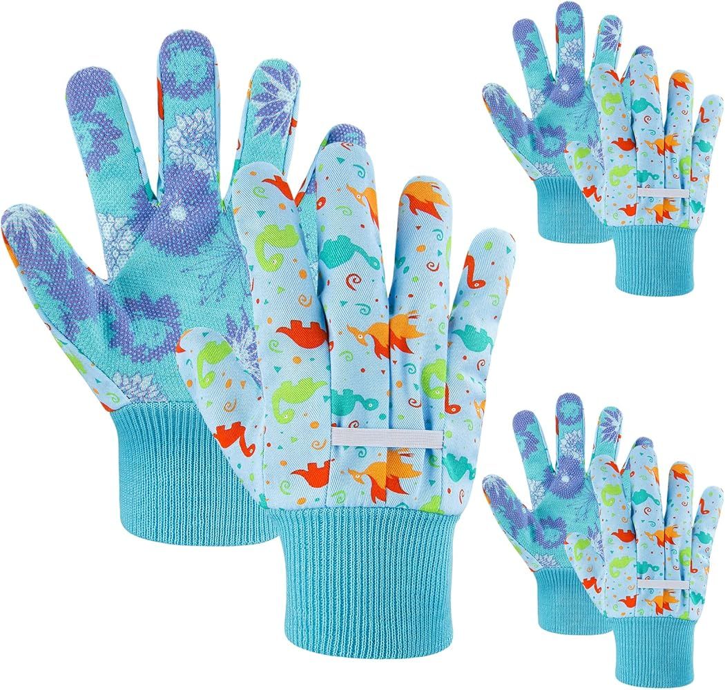 Kids Gardening Gloves for 3-15 year old ,3 Pairs Kids Garden Gloves Non-Slip Children Safety Yard Wo | Amazon (US)