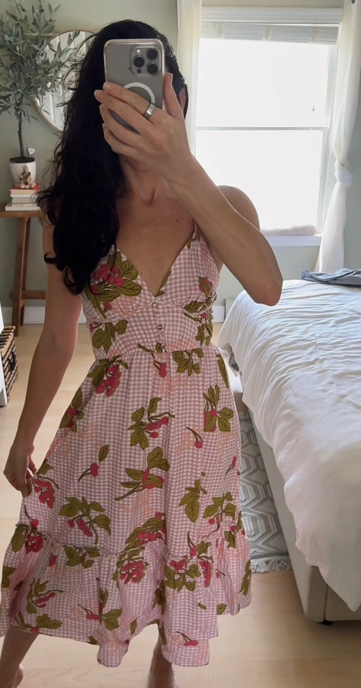 Pink floral gingham midi dress for summer. Linked similar styles! 

 #LTKSeasonal #LTKFindsUnder100