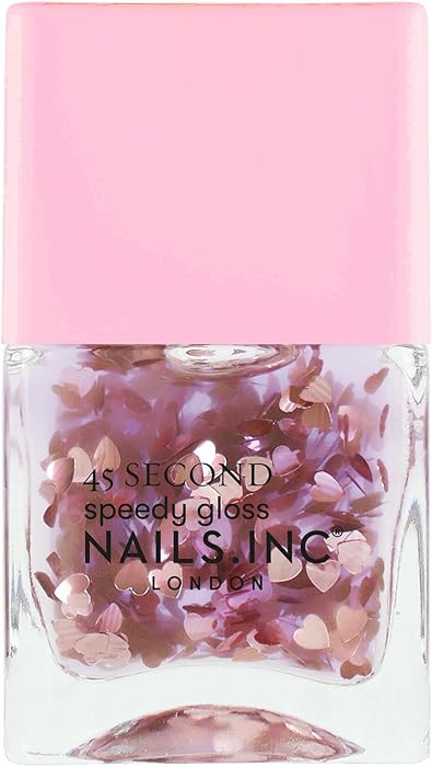 Nails Inc 45 Second Speedy Gloss, Margot, Pink Hearts, Top Coat, No Chip, Long Lasting, Quick Dry... | Amazon (US)