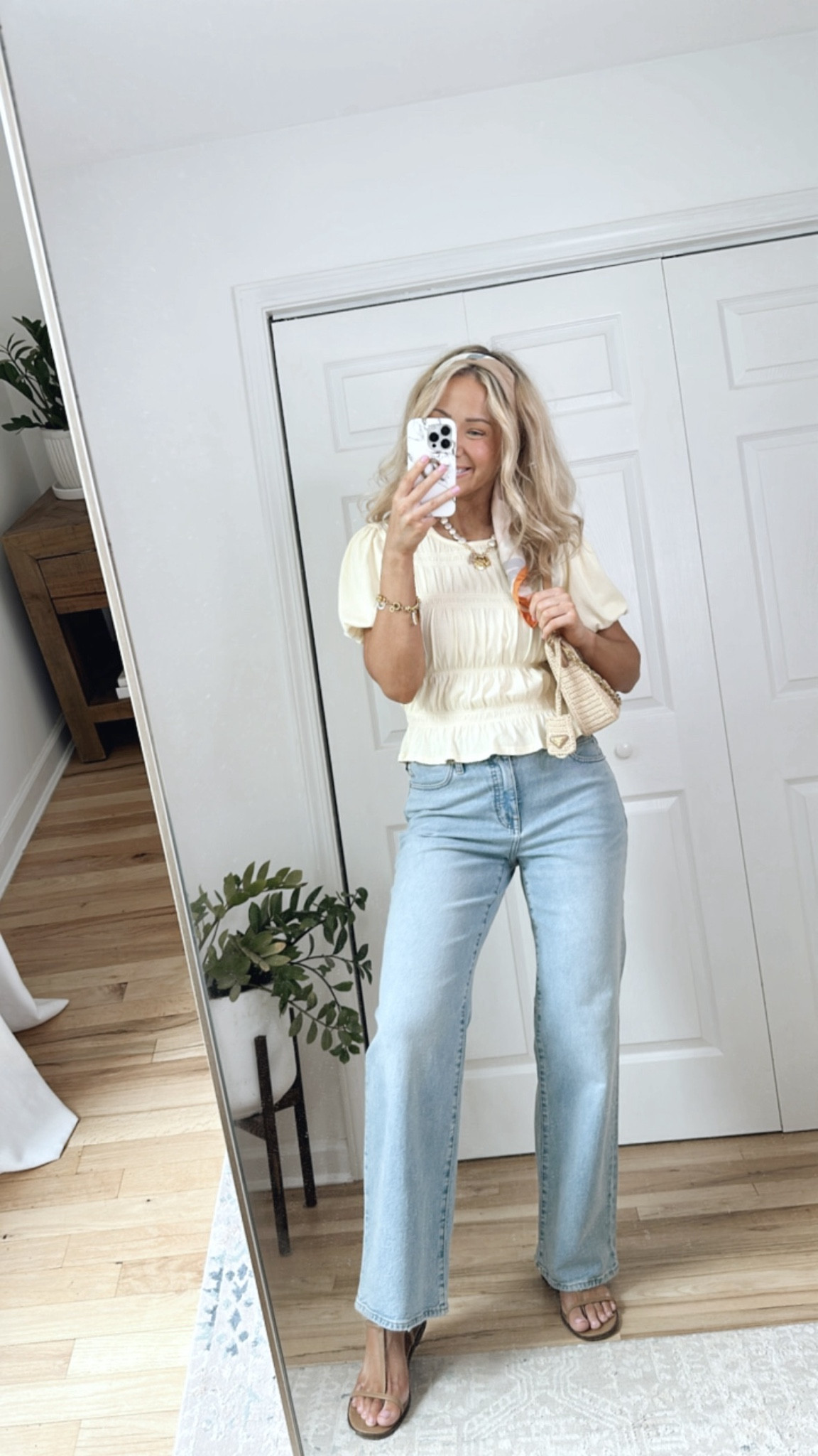 Summer top and jeans
Butter yellow top