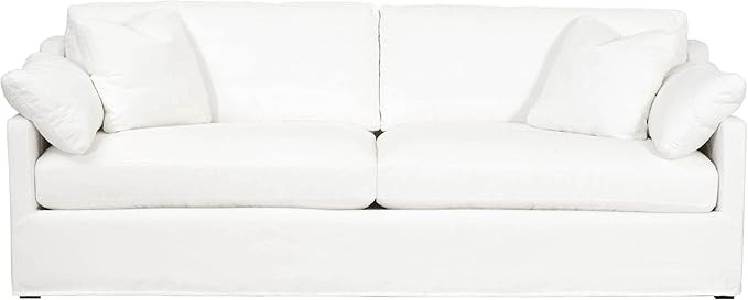 Orient Express Furniture Lena 95" Slope Arm Slipcover Sofa Pearl Fabric | Amazon (US)