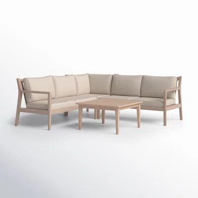 Amina 54" Outdoor Acacia Symmetrical Sectional Seating Group | Wayfair North America