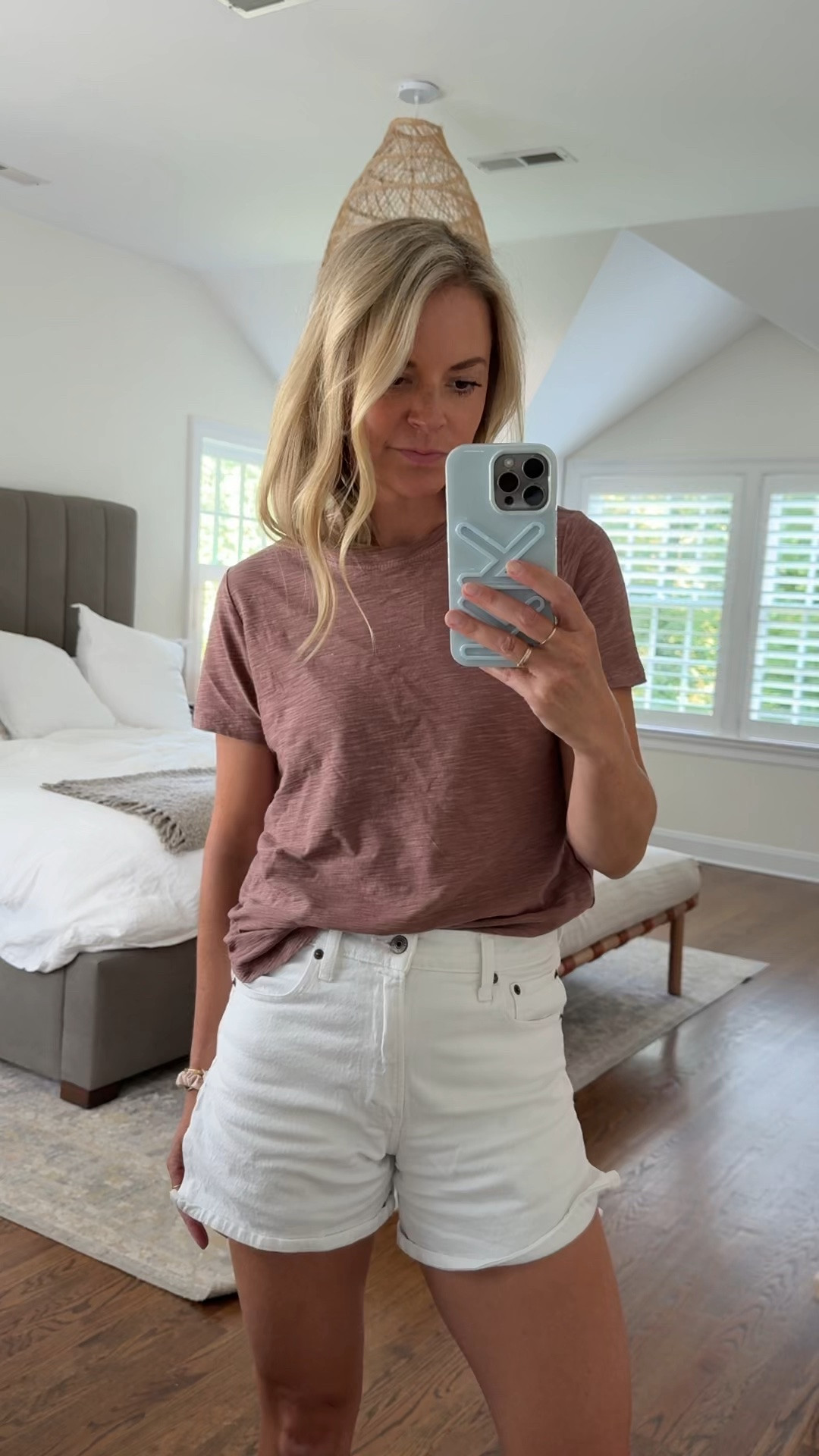Friday casual 
•small tee, tts 
•sized up 1 to a 27 in shorts

#LTKootd #LTKmomlife #LTKdayinmylife