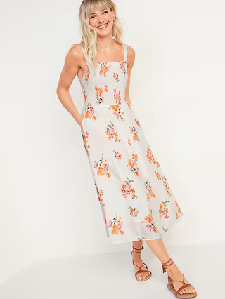 Smocked Fit & Flare Cami Midi Dress for Women | Old Navy (US)