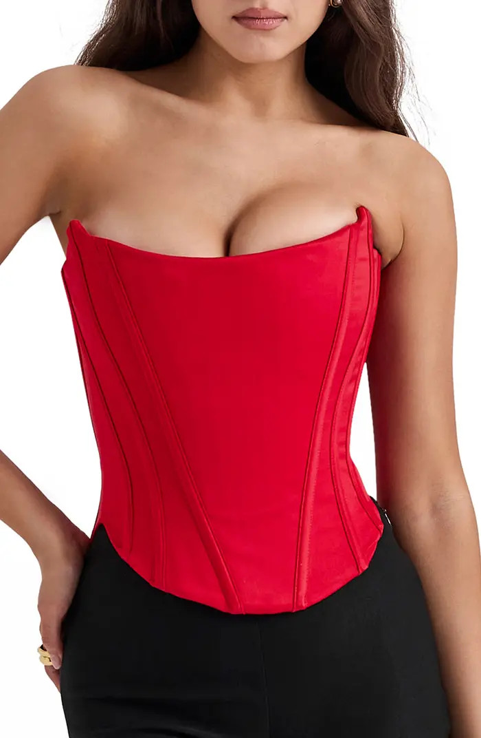 Genevieve Strapless Satin Corset Top | Nordstrom