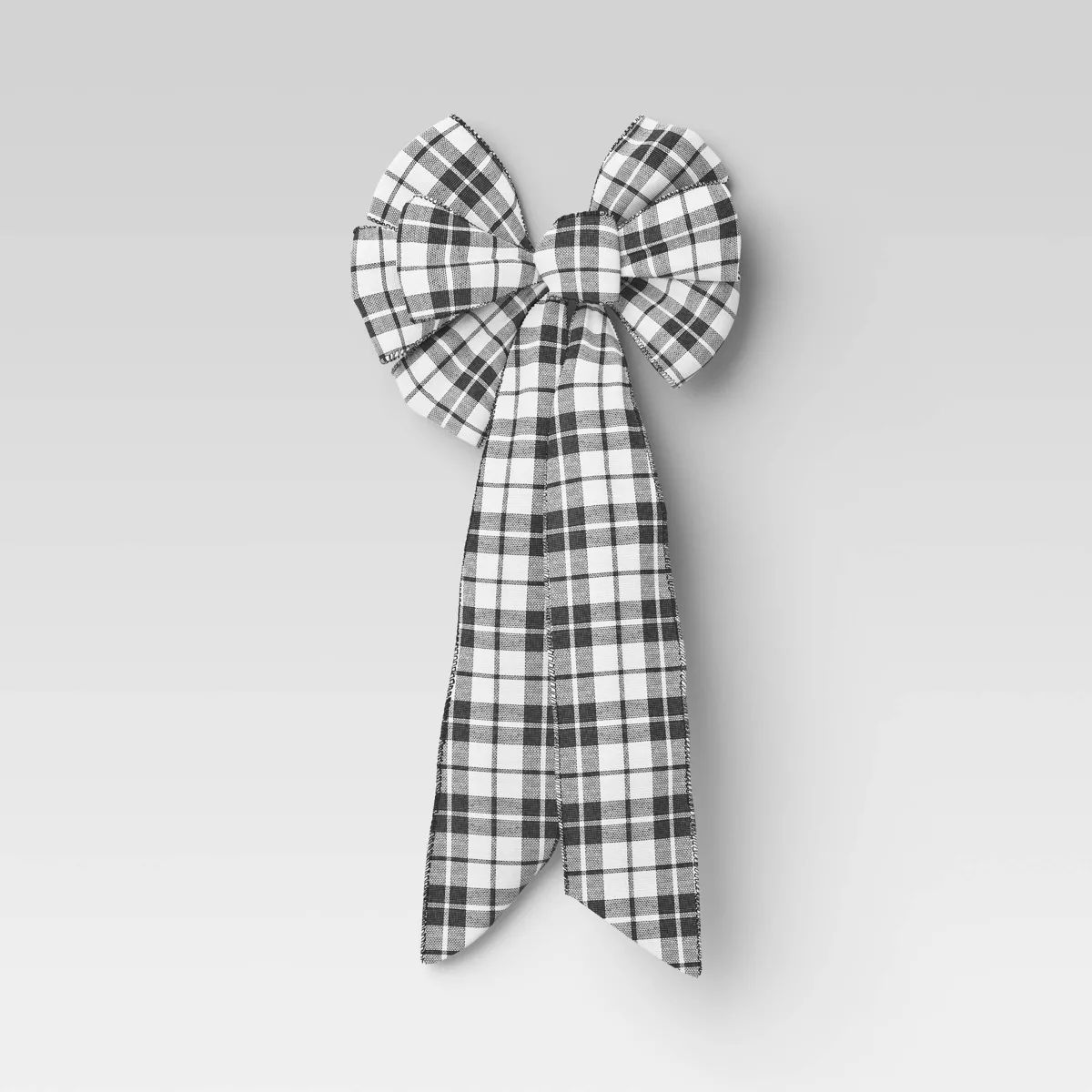 Holiday Plaid Fabric Decorative Christmas Bow Black/White - Wondershop™ | Target