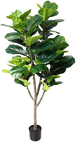 Artificial Plant Tall 5ft Faux Fiddle Leaf Fig Tree in Pot,Artifical Tree for Home Decor, Fake Tree  | Amazon (US)