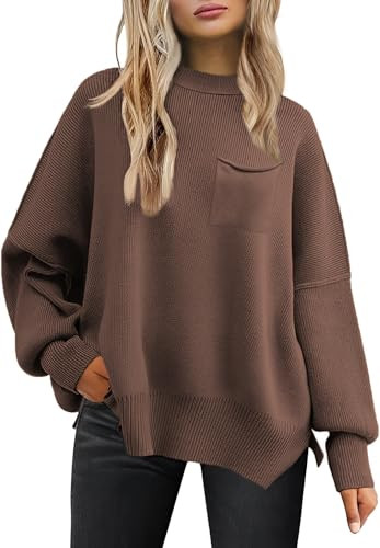 Women's Oversized Sweaters 2025 Crewneck Long Sleeve Batwing Pullover Tops | Amazon (US)
