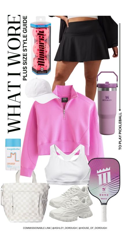 What I Wore: To Play Pickleball! Here's everything I wore yesterday to learn pickleball! Wore a 2x in the Athleta bra and Athleta skort (they both run true to size) and an XXL in Abercrombie pullover!

#LTKplussize #LTKSeasonal #LTKfitness