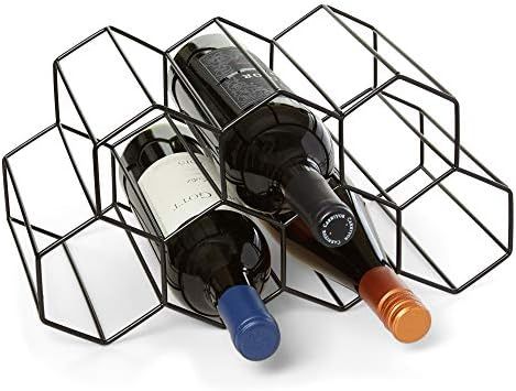 Amazon.com: Countertop Wine Rack - 9 Bottle Wine Holder for Wine Storage - No Assembly Required -... | Amazon (US)