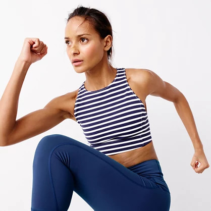 New Balance® for J.Crew performance crop top in stripe | J.Crew US