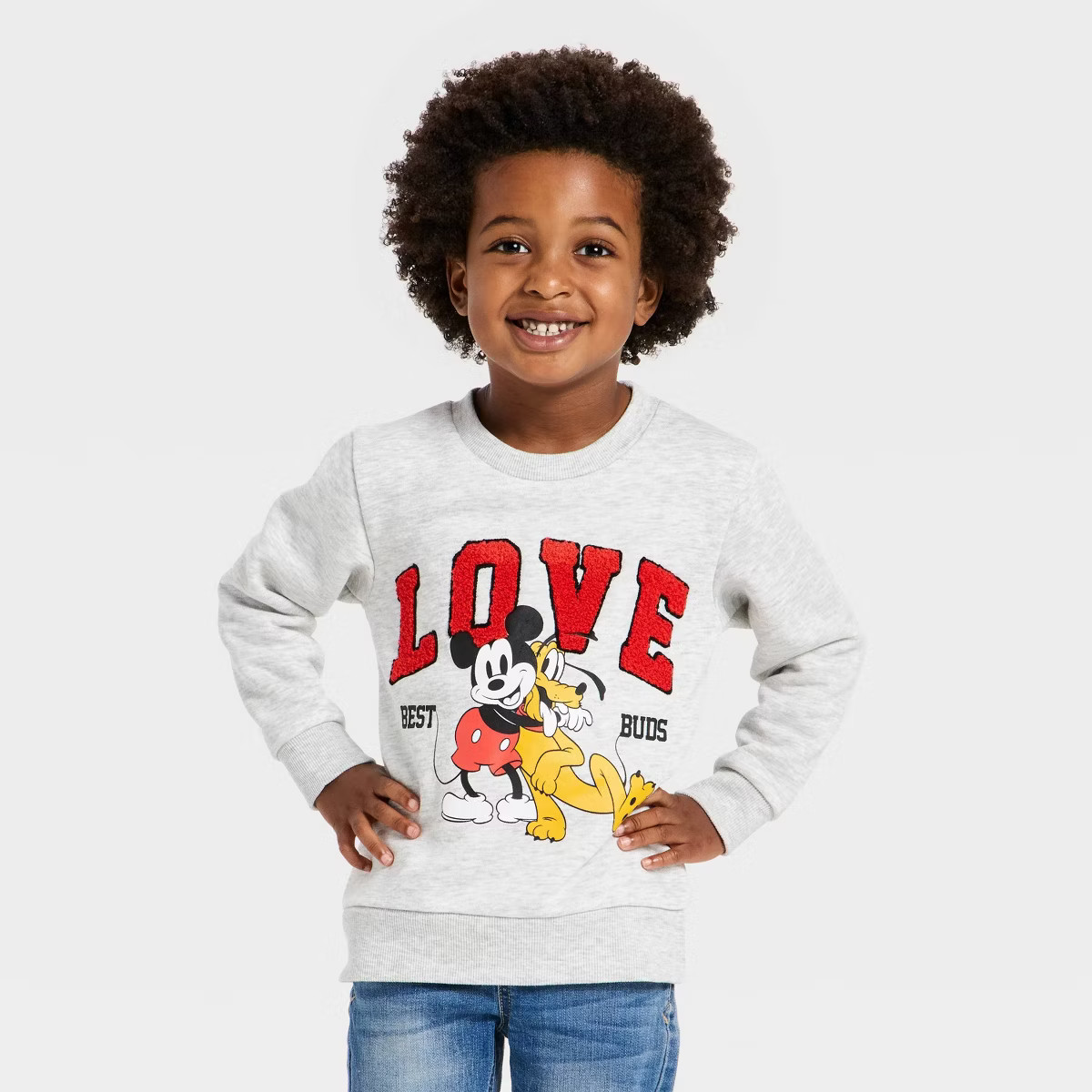 Toddler Boys' Disney Mickey Mouse Valentines "Love" Fleece Sweatshirt - Gray 4T | Target