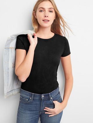 Gap Womens Vintage Short Sleeve Crewneck T-Shirt True Black Size L Tall | Gap US
