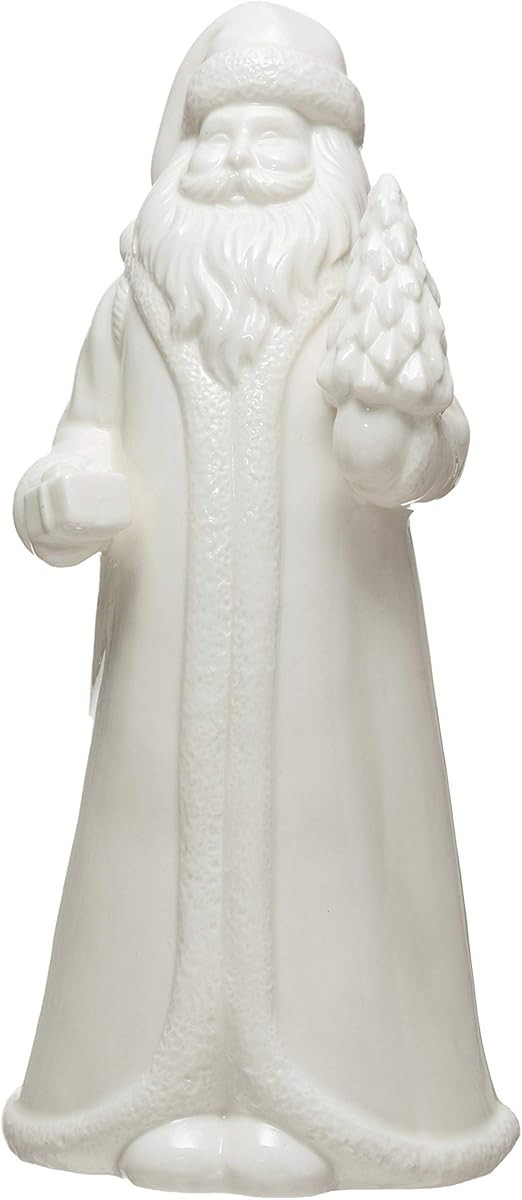 Creative Co-Op 4-1/2"L x 4-1/4"W x 10" H Stoneware Santa, White Figures and Figurines, 10 x 4.5, ... | Amazon (US)