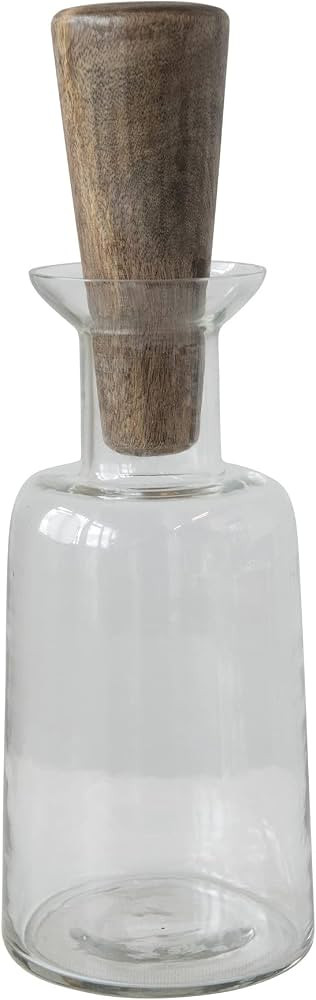 Creative Co-Op Wine Glass Mango Wood Stopper Decanter, 12" x 4", Clear | Amazon (US)
