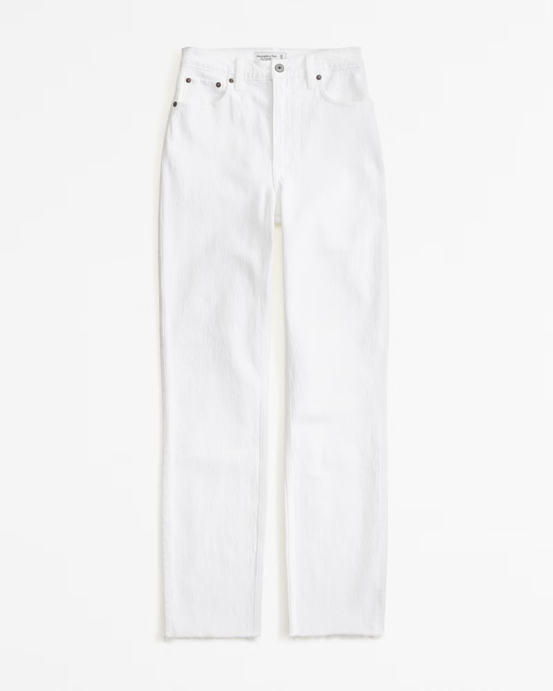Abercrombie & Fitch Women's Ultra High Rise 90s Straight Jean in White - Size 31 LONG | Abercrombie & Fitch (US)