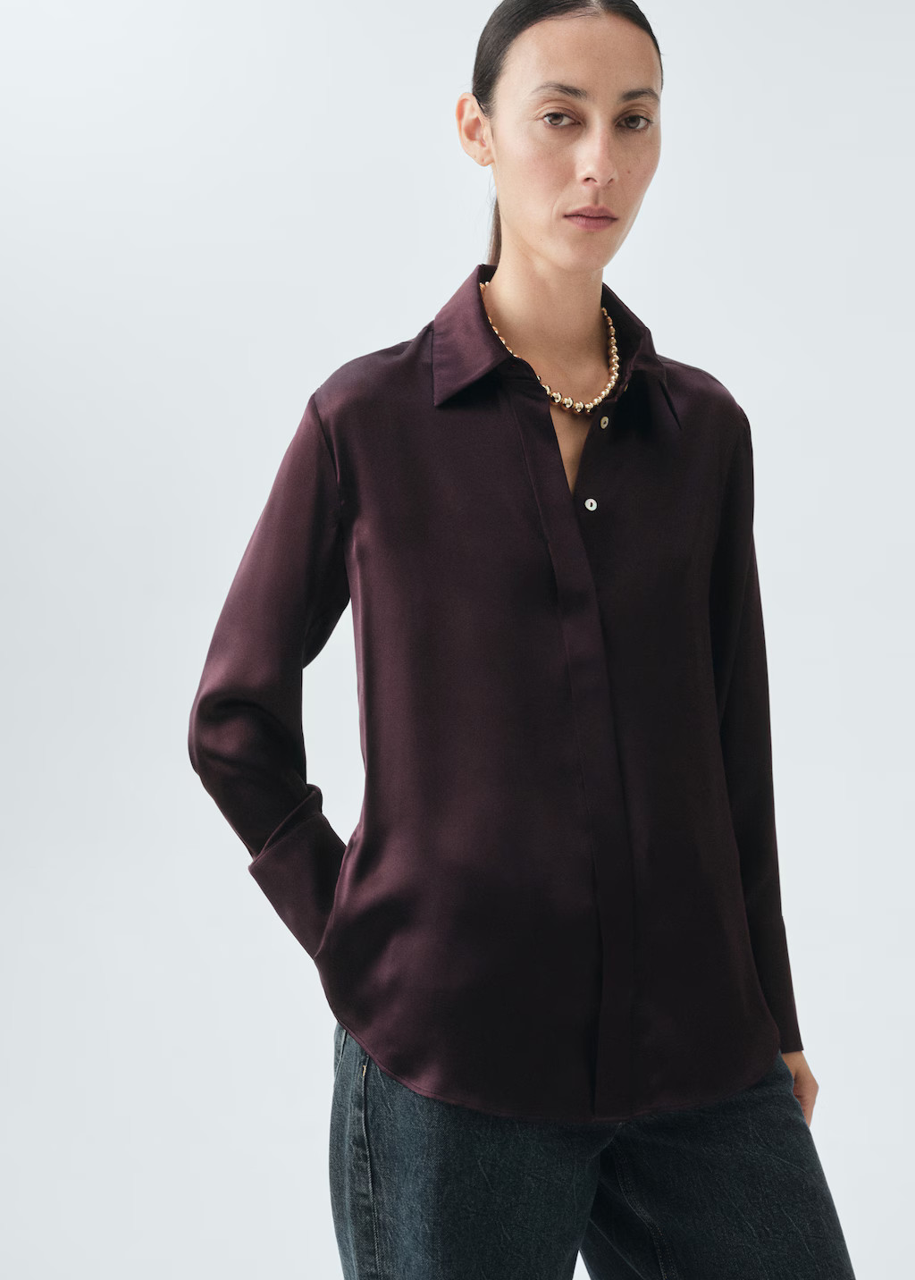 100% silk satin shirt | Mango (US/MX/AU)