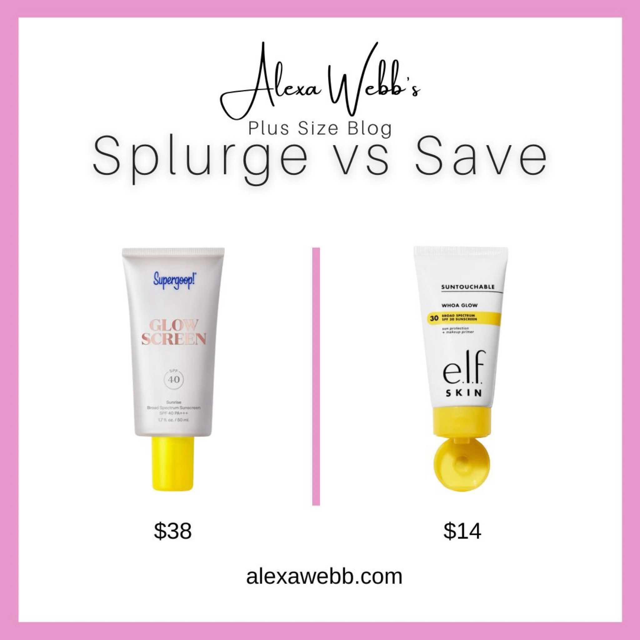 Love both these glowy sunscreens: Splurge Vs Save by Alexa Webb #plussize

#LTKOver40 #LTKBeauty #LTKPlusSize