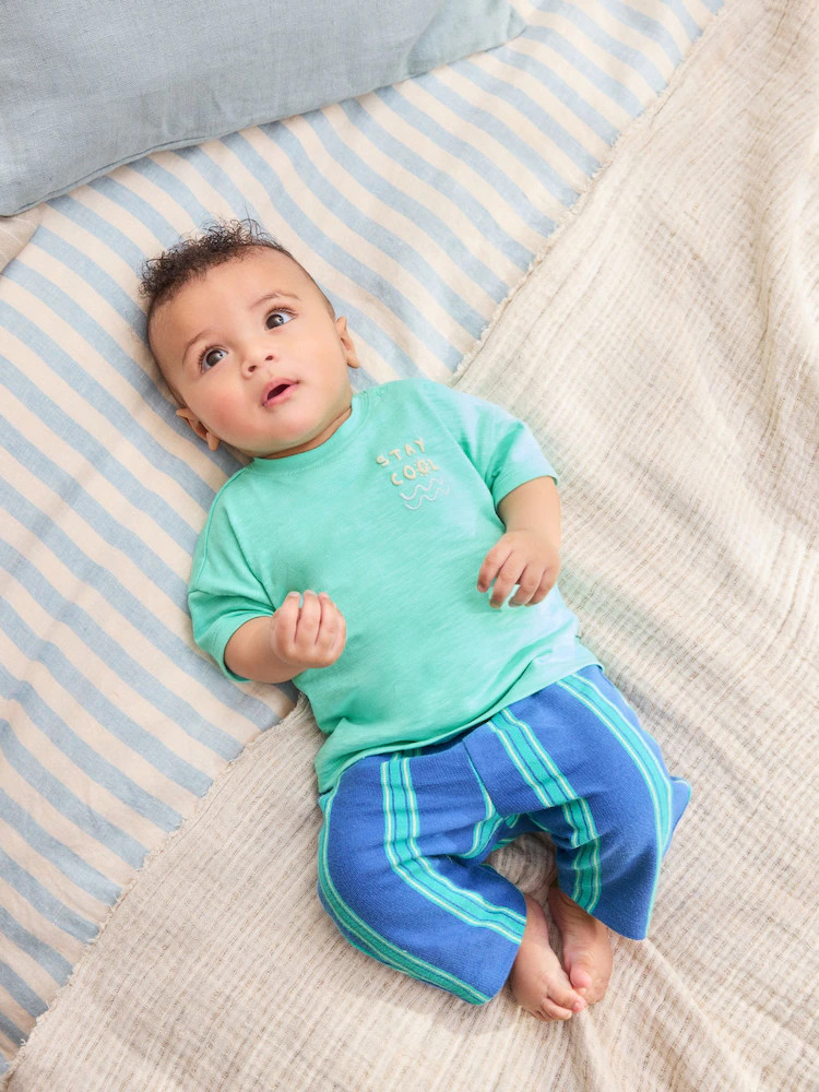 Green/Blue Stripe Top and Trousers Baby Set (0mths-2yrs) | Next US