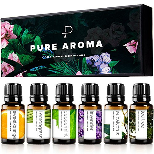 Essential Oils Set by Pure Aroma - Top 6 Aromatherapy Oils Gift Set-6 Pack, 10ml (Eucalyptus, Lavender, Lemongrass, Sweet Orange, Peppermint, Tea Tree) | Amazon (US)