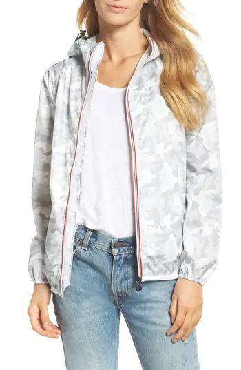 Women's O8 Lifestyle Print Packable Rain Jacket, Size X-Small - White | Nordstrom