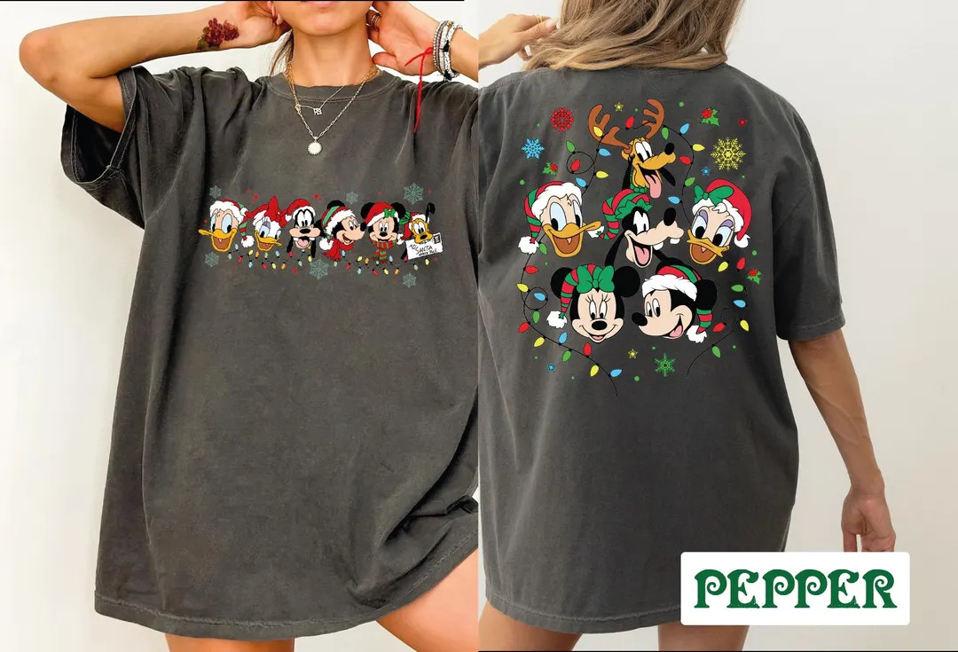 Comfort Colors Disney Family Christmas Shirt, Two-sides Disney Family Christmas Tees, Disney Char... | Etsy (US)