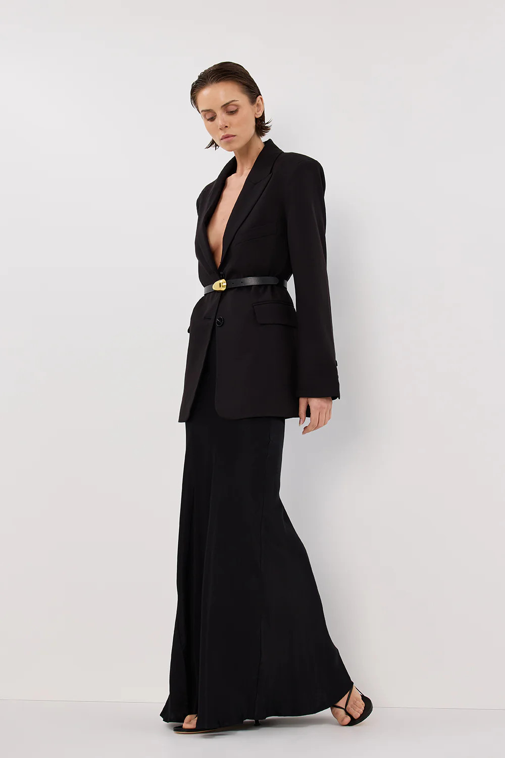 CHARLI BLACK SATIN MAXI SKIRT | DISSH