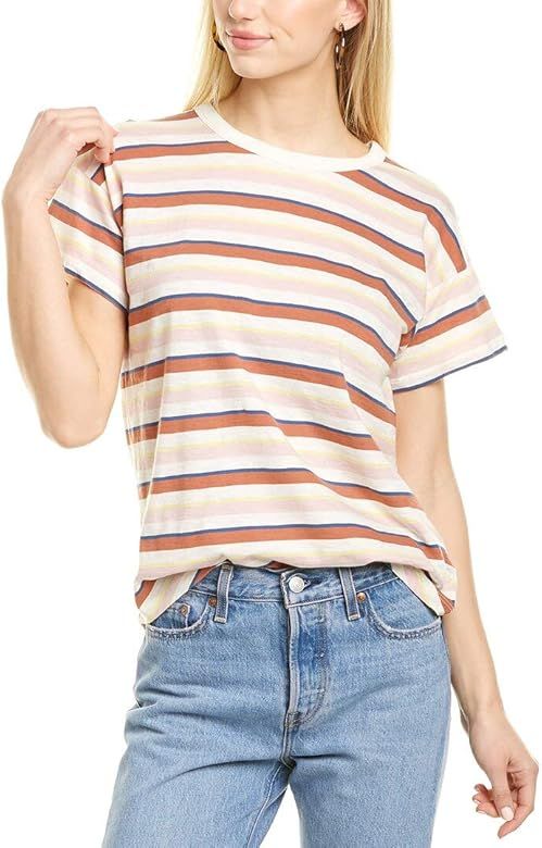 Madewell Whisper Cotton Rib Crew Neck Tee in Stripe | Amazon (US)