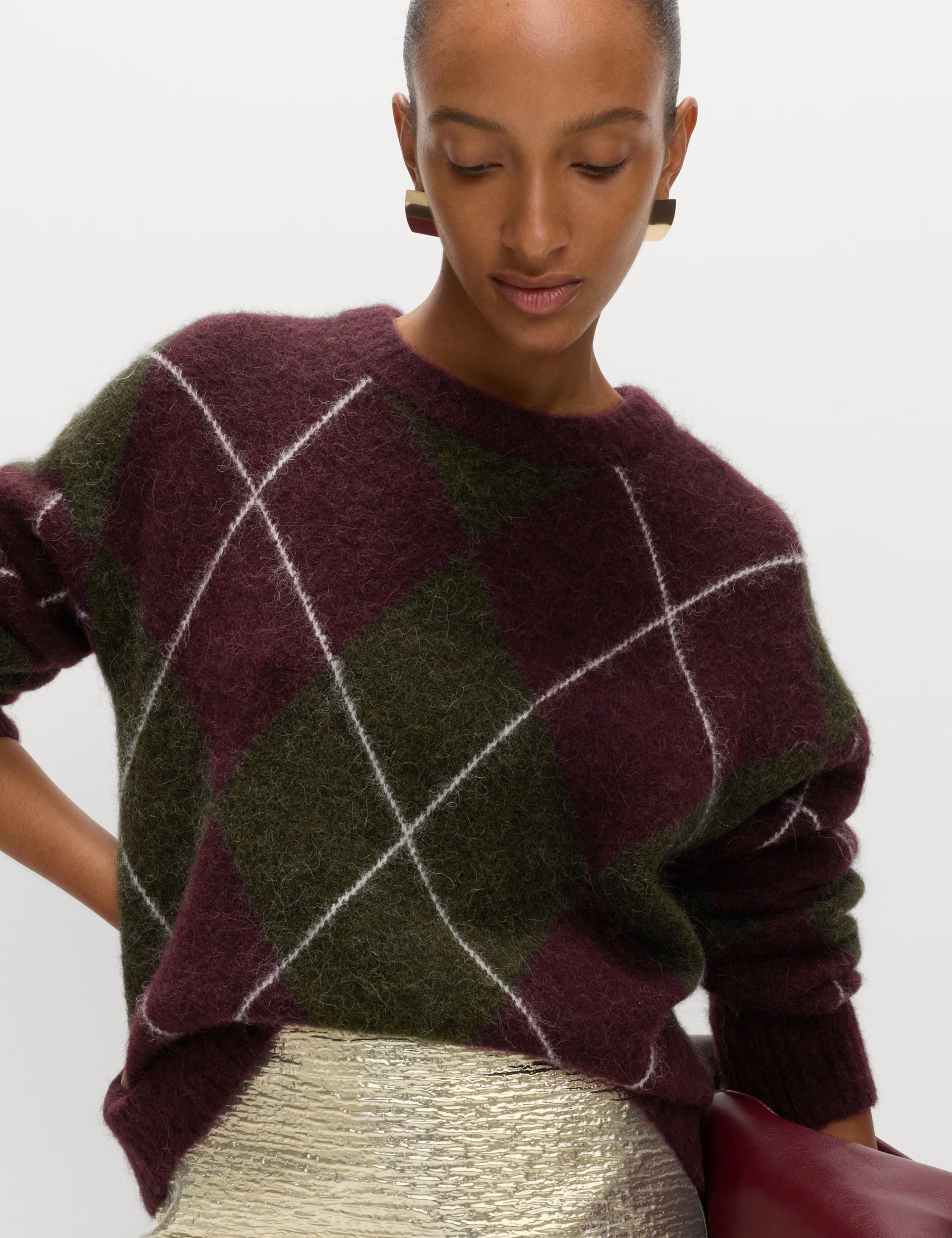 Wool Blend Argyle Crew Neck Relaxed Jumper | Marks & Spencer (UK)