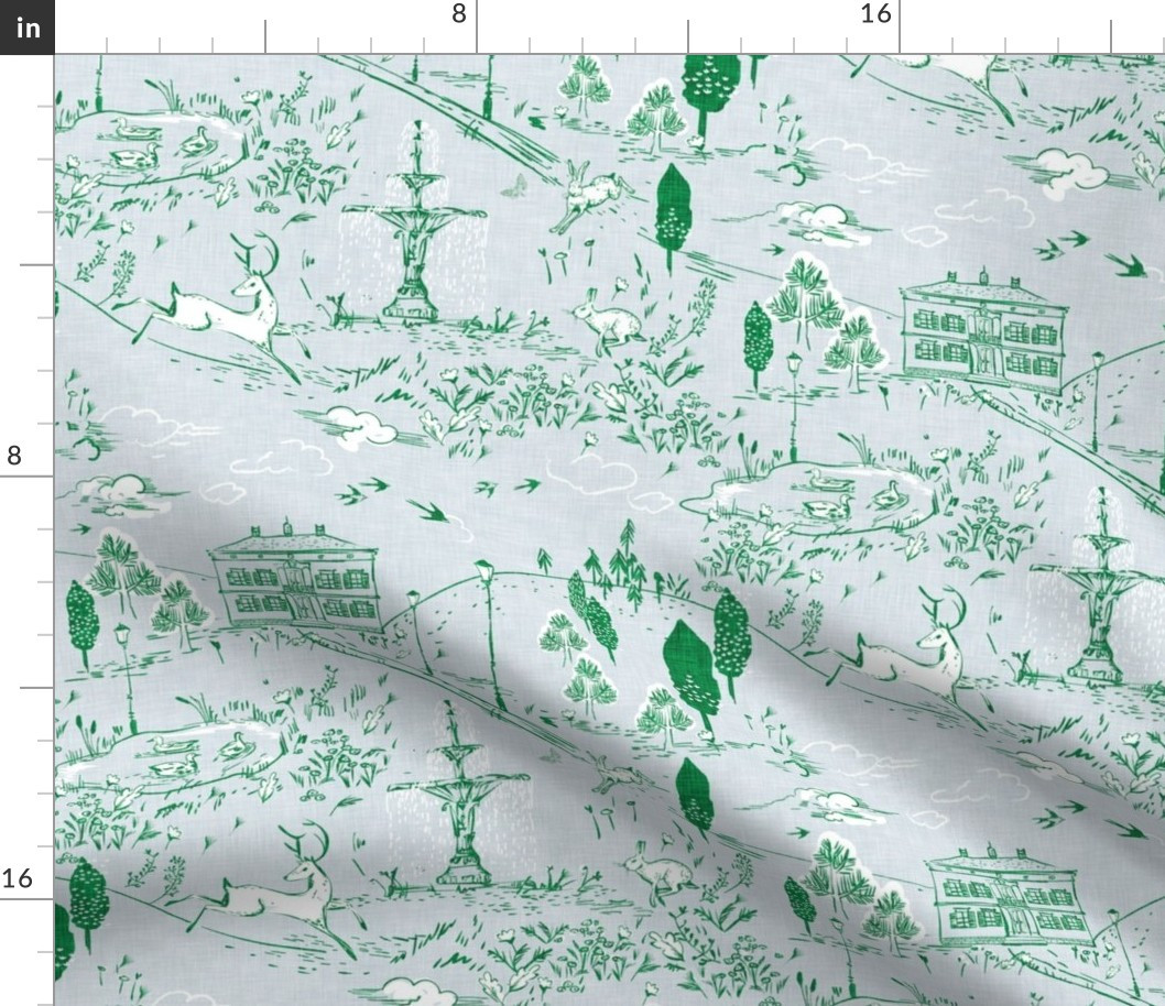 Le Parc Toile (emerald) MED  Fabric bynouveau_bohemian | Spoonflower