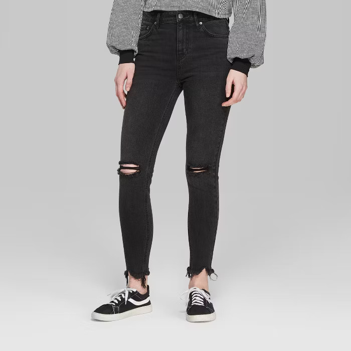 Women's High-Rise Distressed Skinny Jeans - Wild Fable™ Black | Target