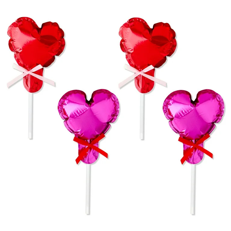 Heart Balloons, Red and Pink, 4 Count, Valentine's Day by Way To Celebrate | Walmart (US)